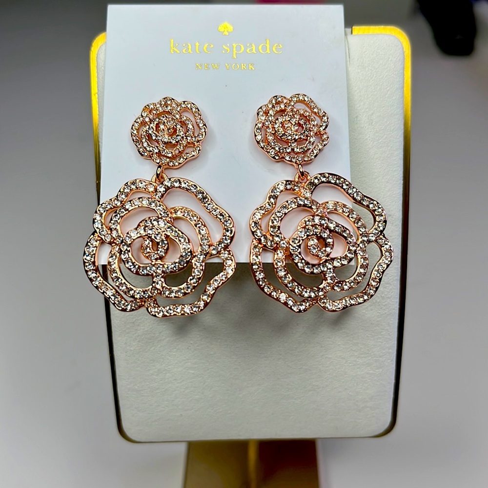 Kate Spade Crystal Rose earrings in Rose Gold